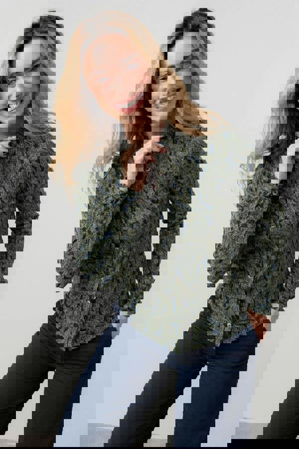 Lily & Me Hannah Organic Cotton Jersey Frill Shirt Navy