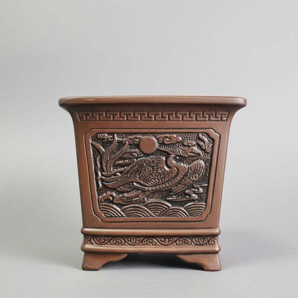 Yorkshire Bonsai 25cm Premium Unglazed Bonsai Pot | Cascade | 25cm x 25cm x 23cm | Brown