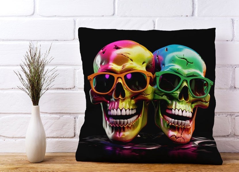 Warren Reed Happy Skeletons In Sunglasses Cushions