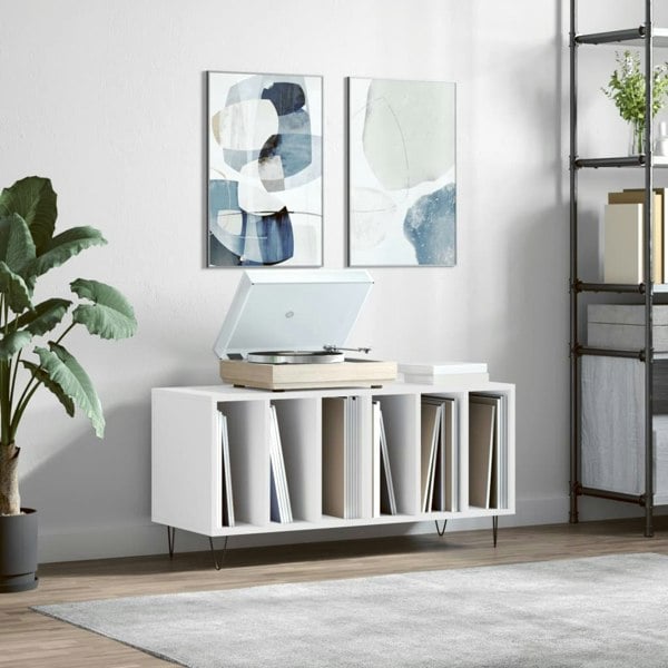 Berkfield Record Cabinet White 100x38x48 cm Engineered Wood