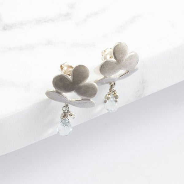 T. H. Baker Steling Silver Topaz Flower Dropper Earrings EFISHB