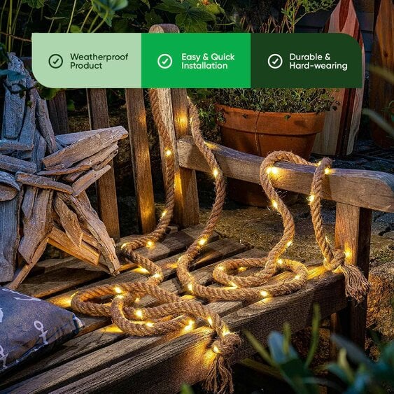 Gardenwize Solar Rope Lights – 4m Decorative LED Rope Light with 45 LEDs