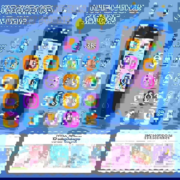 deAO Toys Kids Smart Phone Toy with 22 Educational Apps Multi-Function Learning Device with Camera, Music, Games, and 15 Customizable Wallpapers