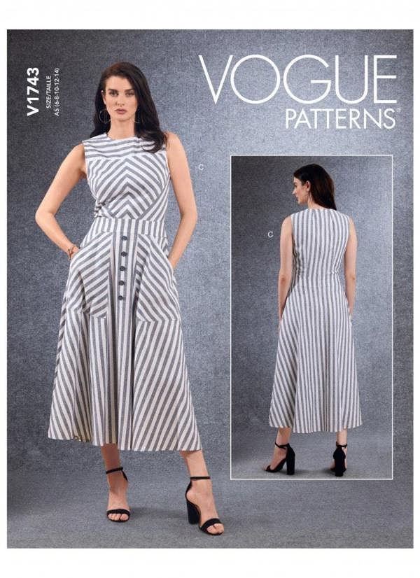 Vogue Sewing Pattern 1743, Dresses for Women, A5 (6-8-10-12-14) - Easy