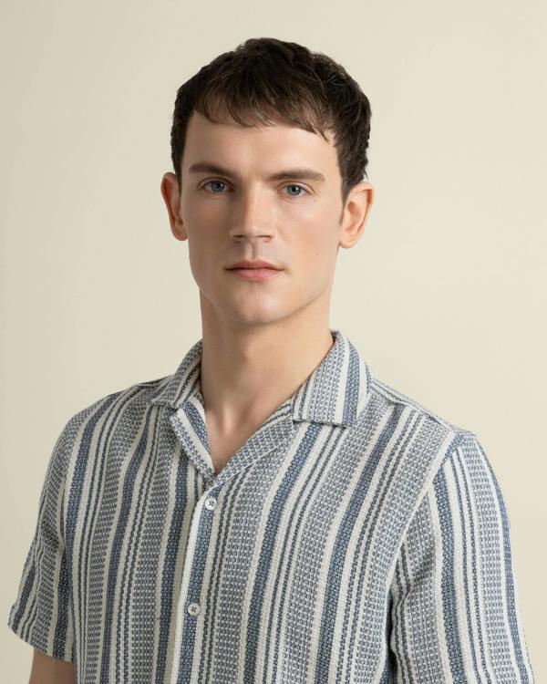 Larsson & Co Olsen - Waffle Stripe Short Sleeve Shirt