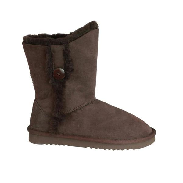 Eastern Counties Leather Womens Lacey Sheepskin Button Boots - Chocolate
