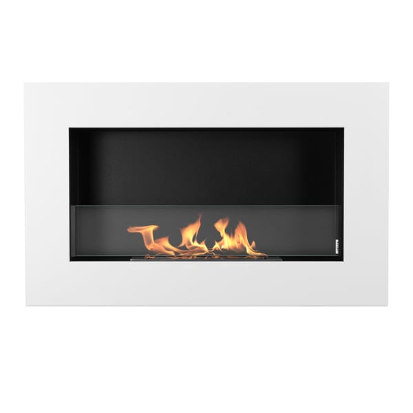 BIOFireplacesGMT Bioethanol Fireplace Wall Mounted 650x400 White Matt with Glass Ventless