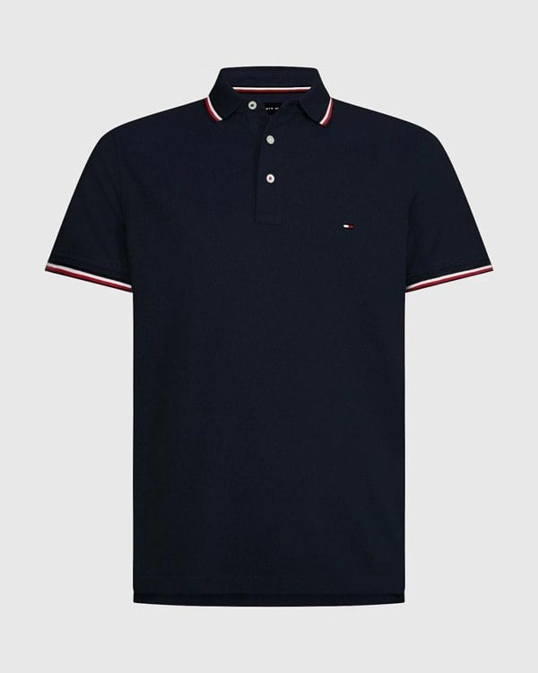 Tommy Hilfiger Slim Mens Tipped Polo - Desert Sky