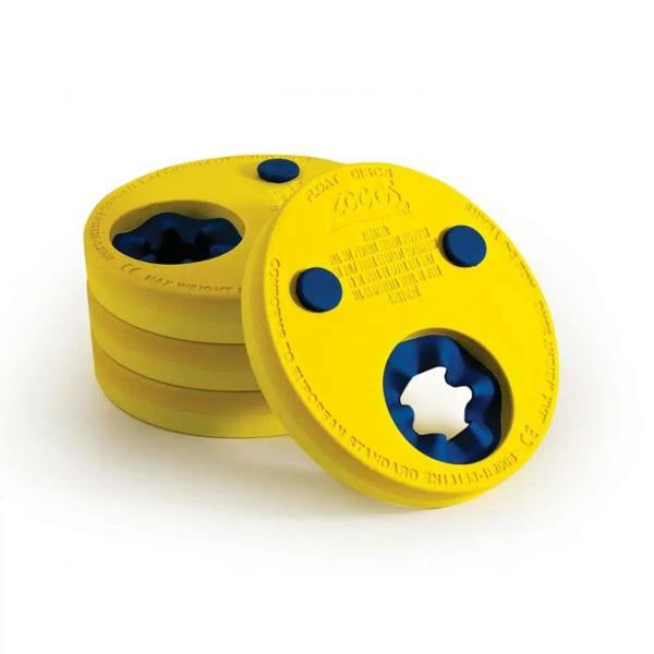 Zoggs childrens float discs yellow tool with blue accents and white hex hole