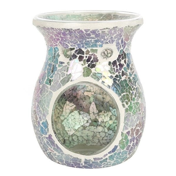 Serano Large Light Blue Iridescent Crackle Oil Burner and Wax Warmer