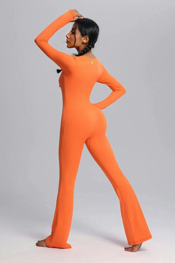 Anniou Square Neck Flared Yoga Jumpsuit