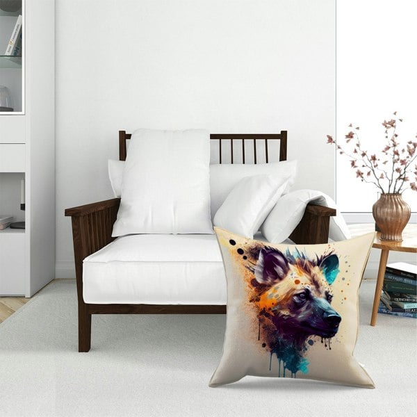 Warren Reed Hyena Face Splashart Light Background Floor Cushion