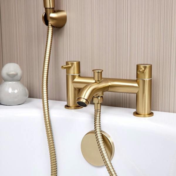 Flode Kumla | Bath Shower Mixer | Including Handset and Holder | Brushed Brass