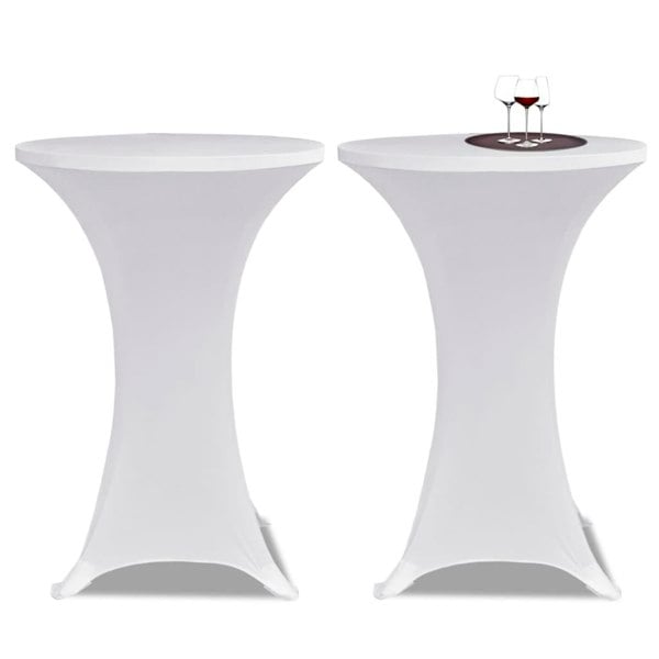 Berkfield Standing Table Cover �_�”�_80cm White Stretch 2 pcs