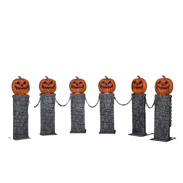 Samuel Alexander Pack of 2: 97cm x 1.2m Battery Powered Light up Halloween Pumpkin Fence with LEDs