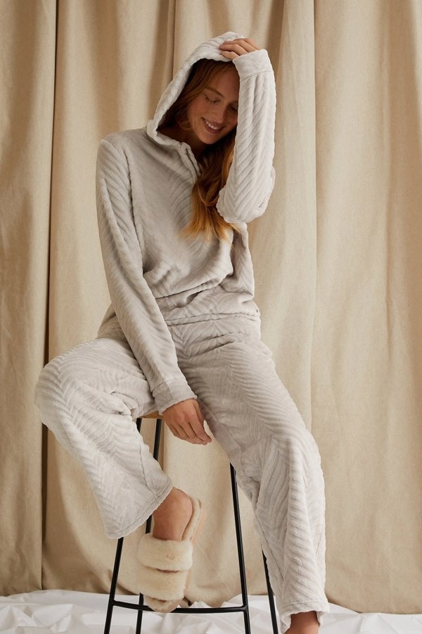 Cosy Chevron Lounge Suit in AlmondLoungewear