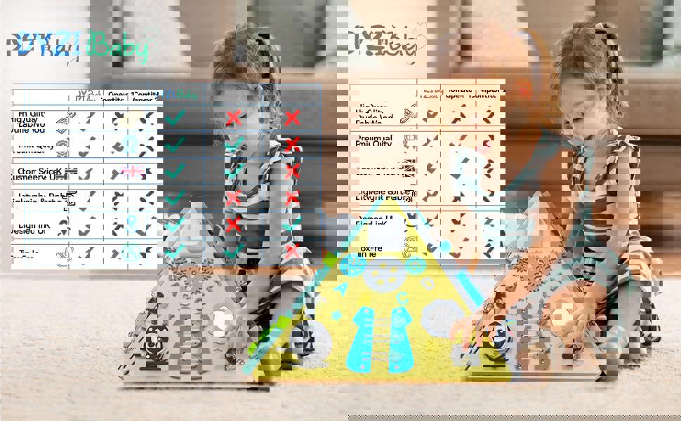 DYZI ACTIVITY BOARD BUSY CUBE FOR TODDLERS MONTESSORI TOYS FOR TODDLERS PYRAMID SHAPE CUBE EDUCATIONAL TOY WOODEN SORTER TOY LATCHES TOY LEARNING BASIC LIFE SKILLS