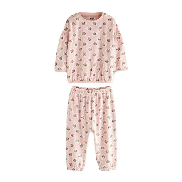 Cath Kidston Girls Cosy Flower & Heart Fleece Pyjama Set - Pink - 
