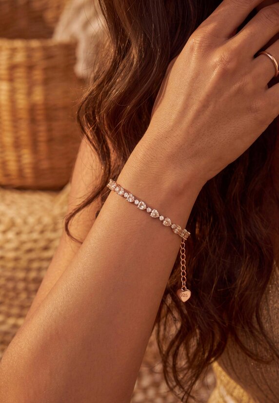 Latelita Asscher Cut Heart Tennis Bracelet Moissanite Silver