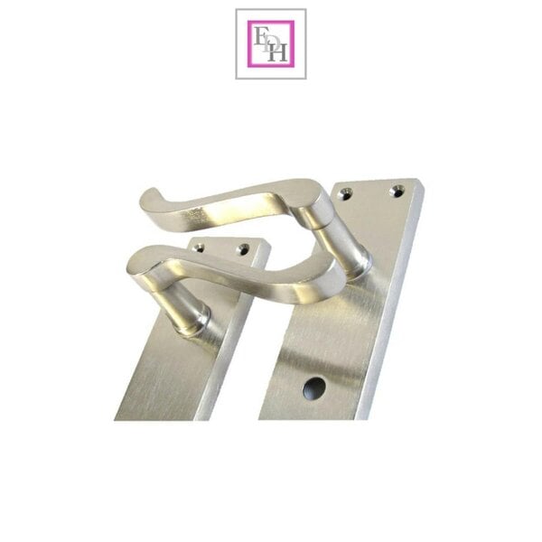 EDH Door Hardware Internal Satin Bathroom Door Handle with Privacy Lock Set Victorian Style,  2 Pairs