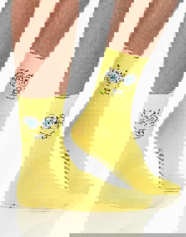 SpongeBob SquarePants Unisex Yellow Mutli-Character Calf Socks Set of 5