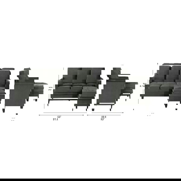 Dorel Home Strummer Reversible Sectional Sofa Grey