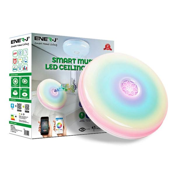 ENER-J 24W Wi-Fi Ceiling Lights RGB+W+WW, Dimmable with Bluetooth Speaker, Amazon Alexa and Google Home Compatible