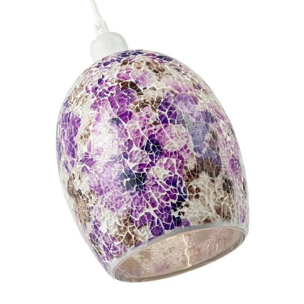 Floral Inspired Crackle Mosaic Glass Rounded Oval Pendant Light Shade Image 4