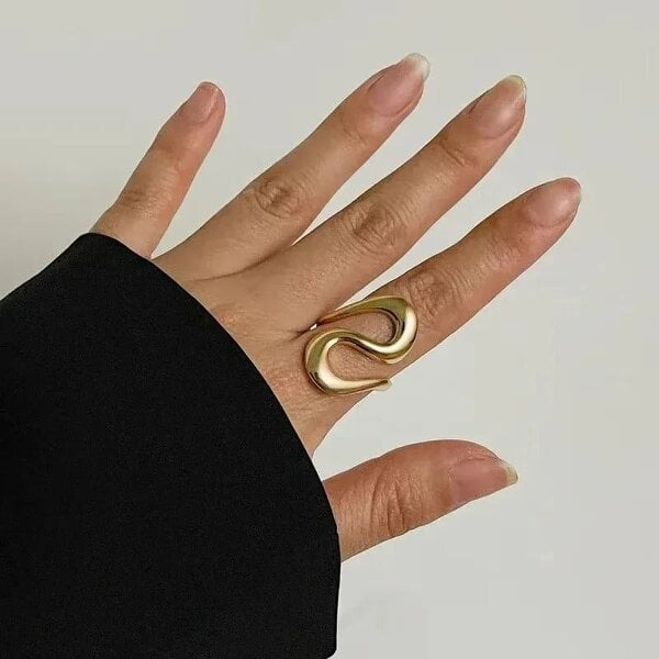 The Colourful Aura Infinity Loop Adjustable Ring Chunky Gold Statement Band
