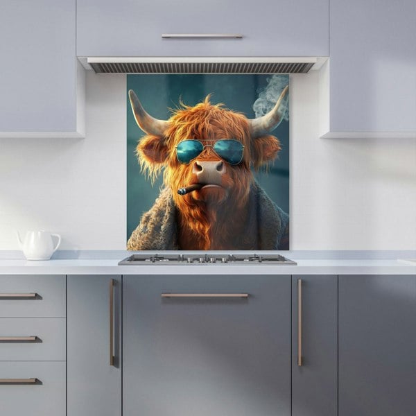 Warren Reed - Designer Highland Cow With Glasses Kitchen Splashback