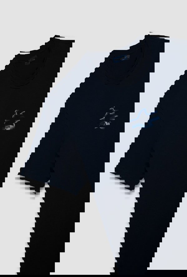 Paul & Shark Men's T-Shirt in Su® Cotton Jersey with Fin Embroidery - Navy