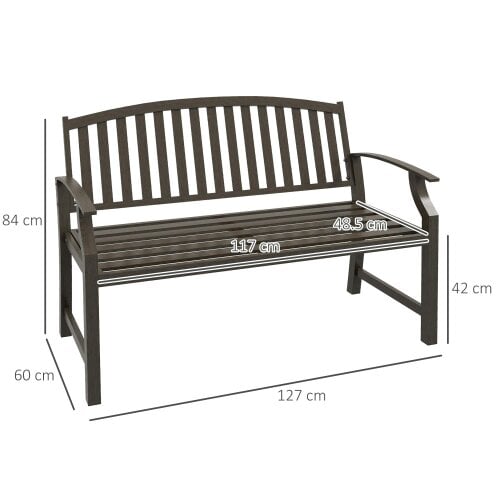 Wyld Haus Lilu Metal Brown 2 Seater Outdoor Garden Bench With Slatted Frame
