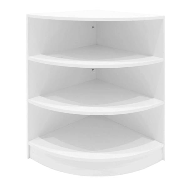 White Eclipse LED Shop Counter Set features a sleek, curved design with four spacious shelves for organized display and storage