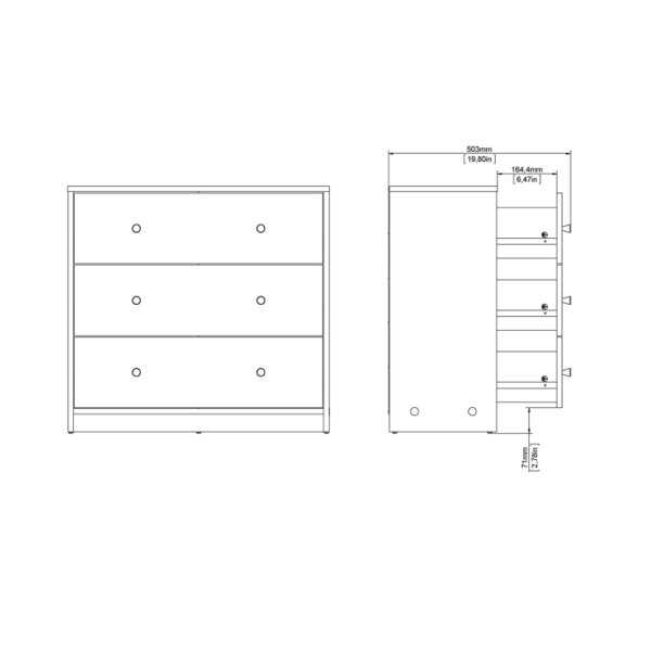 Wyld Haus Tainan White Chest 3 Drawers