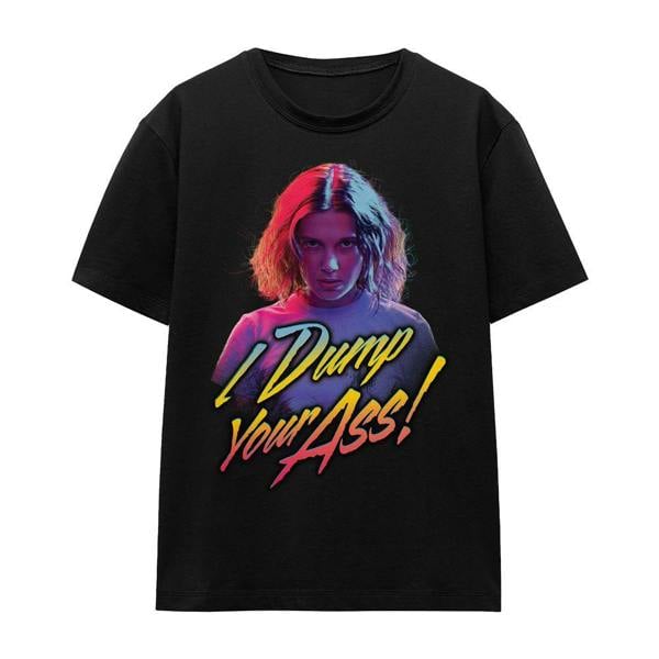 Stranger Things Unisex Adult I Dump Your Ass T-Shirt - Black - 