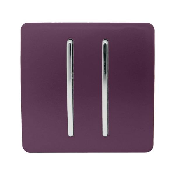 Trendi Switch 2 Gang Intermediate Rocker Light Switch in Plum Purple