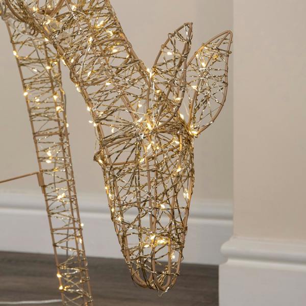 Samuel Alexander 72cm Gold Twist Grazing Doe Light Up Christmas Decoration with 300 Warm White LEDs