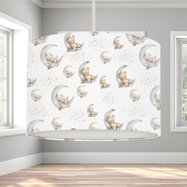 Big Little Bedrooms Bedtime for Bunny and Bear Lampshade, White