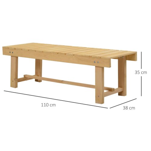 Wyld Haus Liveba 110cm Fir Wood Natural Backless 2 Seater Garden Bench Set With Slatted Seats