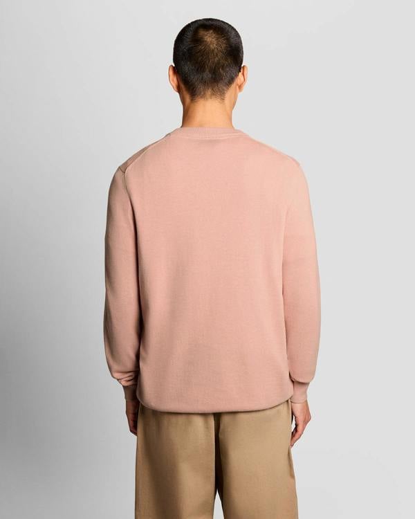 Lyle & Scott Cotton Crew Neck Mens Jumper - Y120 Pink Grapefruit | CHO | Designer Mens Crew Neck Jumpers