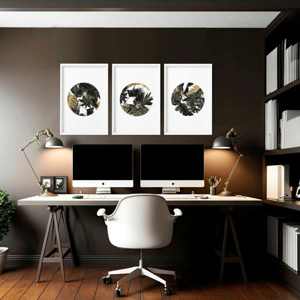 Pictures for office wall | set of 3 Tropical Gold wall art prints