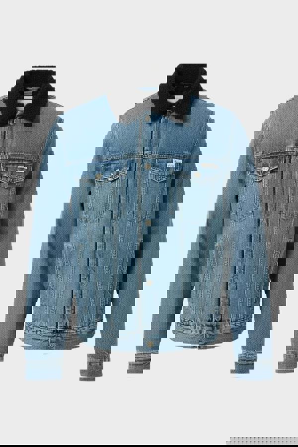 Calvin Klein 90S Sherpa Trucker Denim Jacket Pocono Blue Black