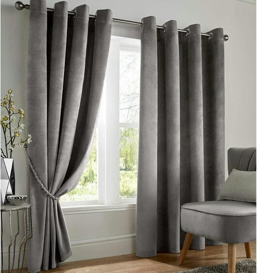 Velvet Blackout Silver Eyelet Eyelet Curtains