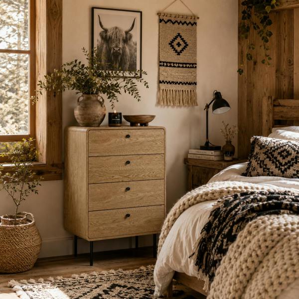 Wyld Haus Elmira Wood Oak Finish 4 Drawer Modern Storage Chest