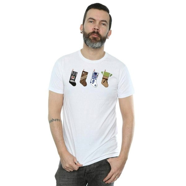 Star Wars Mens Christmas Stockings T-Shirt - White