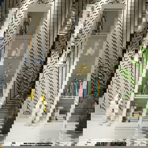 Mex Furniture Modern White Gloss Display Cabinet 170cm – 2 Doors & Glass Shelves