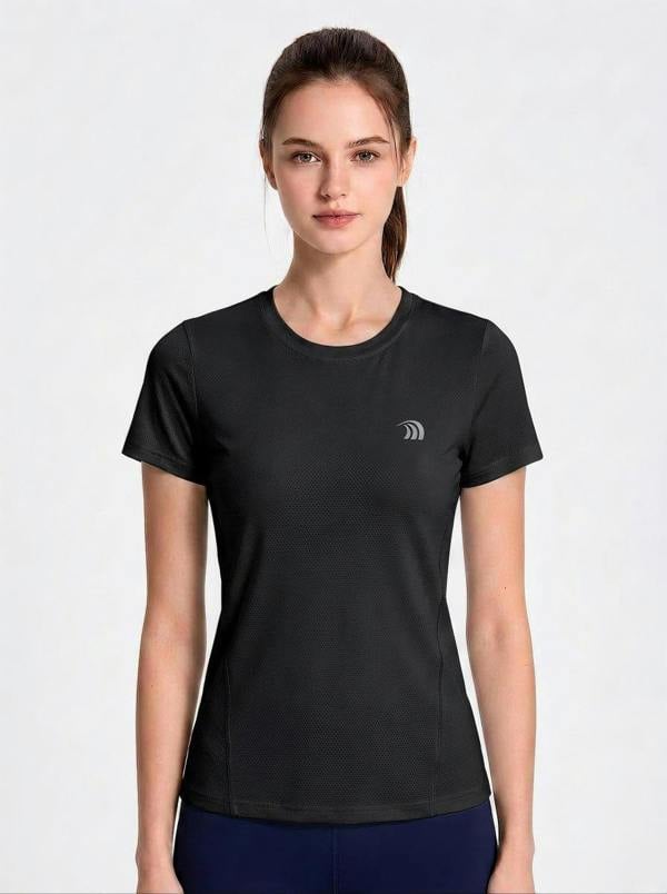 Anniou Women's Crew Neck Quick-drying T‑Shirt - Black