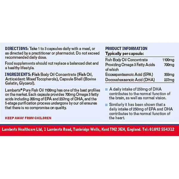 Lamberts Pure Fish Oil 1100mg 60 capsule