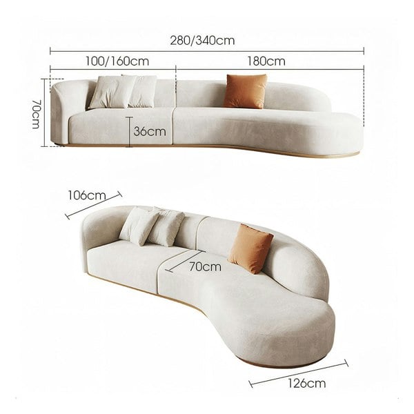 Rit Concept Welby Three Seater, Four Seater Curved Sofa, Velevt