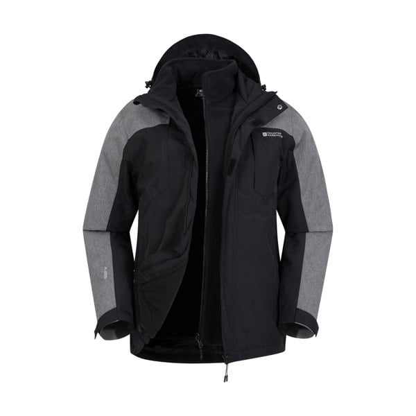 Mountain Warehouse Mens District Extreme 3 in 1 Waterproof Jacket - Black